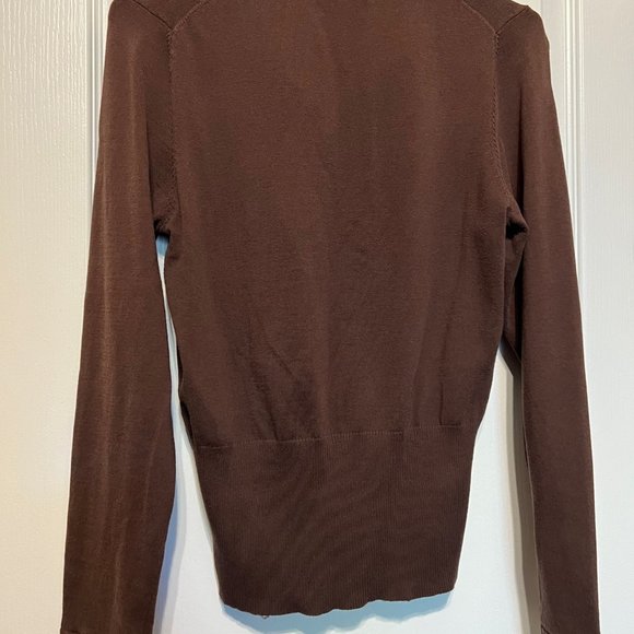 The Limited-Brown V-neck Sweater with built in zebra striped blouse-casual-Md - Picture 9 of 9